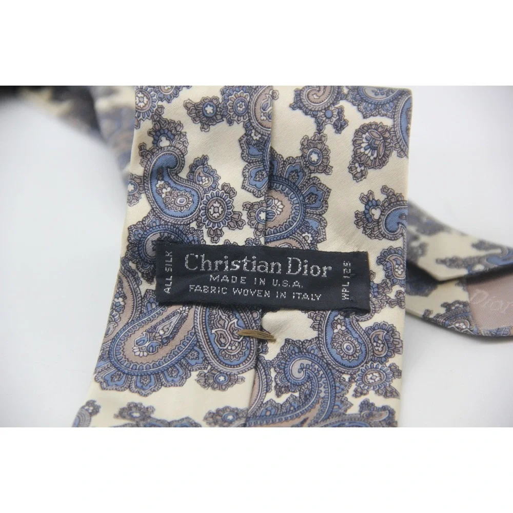 VTG Christian Dior Italy 100% Silk Tie Paisley Print Made In USA CLASSIC 57
